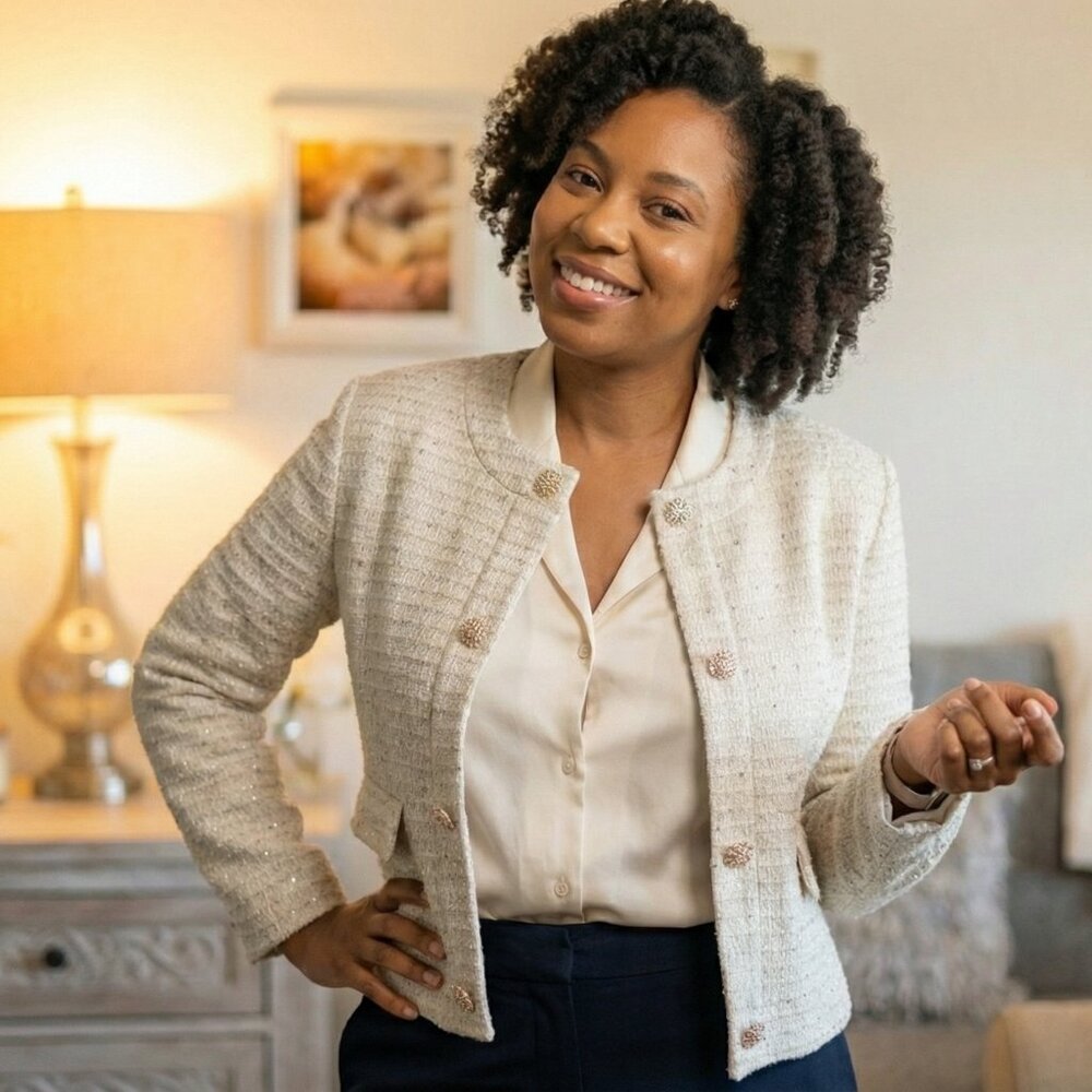 Elegant Cream Tweed Jacket - Picture 2 of 8